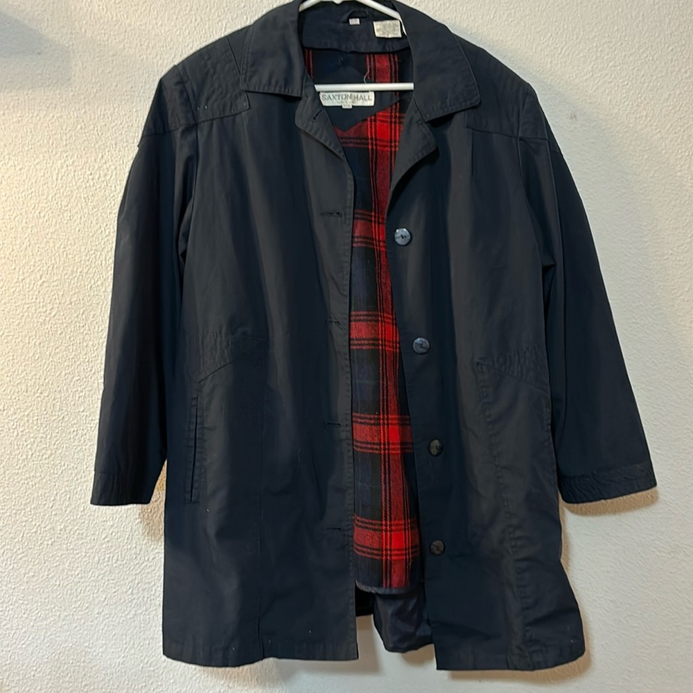 Saxton Hall button down jacket with plaid lining size 15/16